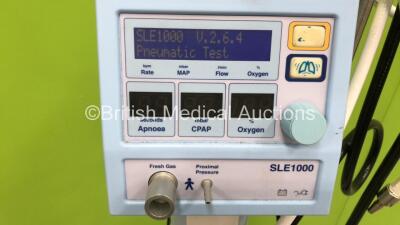 SLE1000 CPAP Therapy Unit V.2.6.4 on Stand with Hoses (Powers Up) *S/N SLE-B-05-01269* **Mfd 08/2014** with Fisher&Paykel MR850AEK Humidifier (Both Power Up) - 2