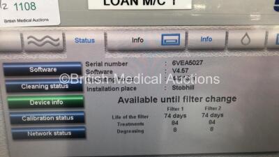 2 x Fresenius Medical Care 5008 CorDiax Dialysis Machines Software Versions 4.57 - Running Hours 44213 (1 x Powers Up - 1 x Cut Power Supply) *S/N 6VEA4970 / 6VEA5027* - 2