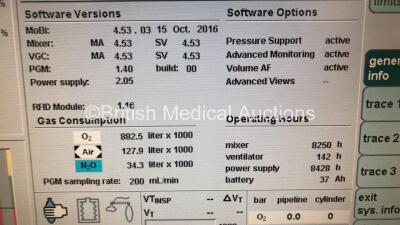 Drager Primus Infinity Empowered Anaesthesia Machine Software Version 4.53.00 - Running Hours Mixer 8250 Ventilator 142 with Hoses (Powers Up) *S/N ASCJ-0063* **Mfd 2011** - 3