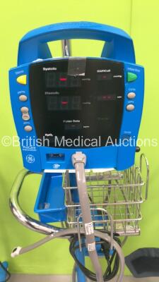 4 x GE Dinamap Procare Auscultatory Vital Signs Monitors on Stands with BP Hoses (All Powers Up) *S/N AAW07450589SA / AAW07450685SA / AAW07460172SA / AAW07460059SA* - 3