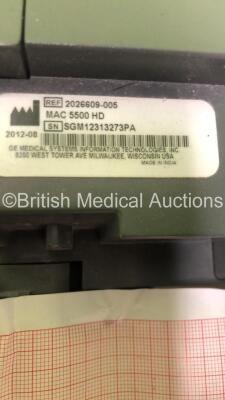 GE MAC 5500 HD ECG Machine on Stand with 10 Lead ECG Leads (Powers Up) *S/N SGM12313273PAA* - 5