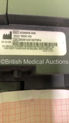 GE MAC 5500 HD ECG Machine on Stand with 10 Lead ECG Leads (Powers Up) *S/N SGM12313273PAA* - 6