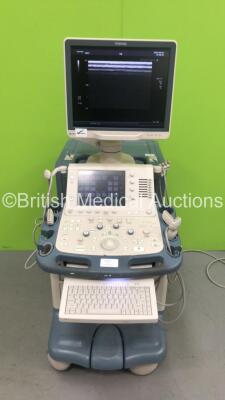 Toshiba Aplio XG SSA-790A Flat Screen Ultrasound Scanner *S/N 99B0752487* **Mfd 05/2007** with 3 x Transducers / Probes (PLT-805AT *Mfd 10/2014* / PLT-1204BX *Mfd 01/2015* and PLT-805-AT *Mfd 10/2014*) (Powers Up)