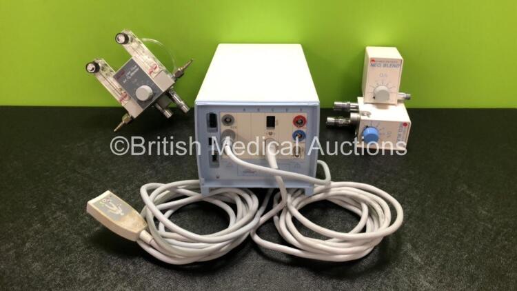 Mixed Lot Including 2 x Bio-Med NEO2 Oxygen Blenders, 1 x Bird Low Flow Oxygen Blender and 1 x Siemens Module Including Aux, ECG, Stim, SpO2, Hemomed, Microcap and NIBP Options with 1 x ECG Lead and 1 x Hemomed Lead *SN 1290 / 191CO7B / NA / AHF01508*