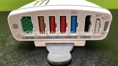 GE B450 Carescape Patient Monitor *Mfd 2015* (Powers Up with Damaged Casing, Missing Light Cover - See Photos) Including 1 x GE 2016793-002 Patient Data Module with ECG, Temp/CO, P1/P3, P2/P4, SpO2 and NIBP Options *Mfd 2013* - 6