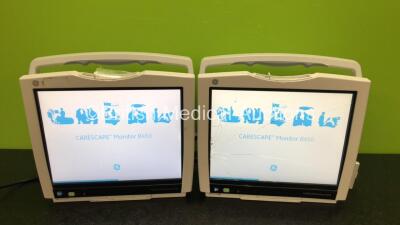 2 x GE B450 Carescape Patient Monitors *Mfd 2015 / 2015* (Both Power Up, 1 x Does Not Boot Up, Both with Damaged Casing, Missing Light Covers, 1 x Damaged Screen and Battery Cover / Door - See Photos)