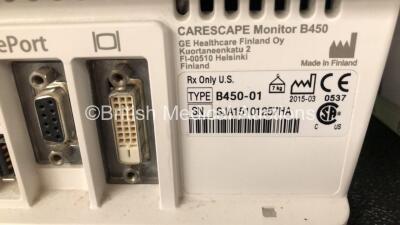 2 x GE B450 Carescape Patient Monitors *Mfd 2015 / 2015* (Both Power Up, 1 x Does Not Boot Up, Both with Damaged Casing, Missing Light Covers, 1 x Damaged Screen and Battery Cover / Door - See Photos) - 7