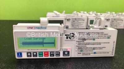 13 x CME Medical T34 Ambulatory Syringe Pumps (All Power Up with Stock Battery, Batteries Not Included, 1 x Faulty Display - See Photos) - 2