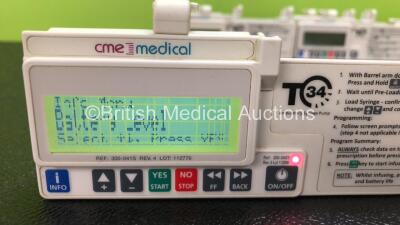 13 x CME Medical T34 Ambulatory Syringe Pumps (All Power Up with Stock Battery, Batteries Not Included, 1 x Faulty Display - See Photos) - 4