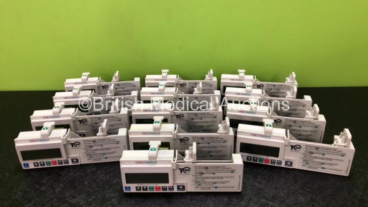 13 x CME Medical T34 Ambulatory Syringe Pumps (All Power Up with Stock Battery, Batteries Not Included, 1 x Faulty Display - See Photos)