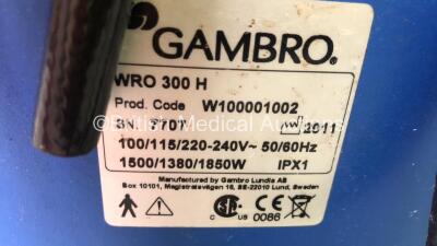 4 x Gambro WRO 300 H Water Treatment Systems with Hoses on Trolleys **STOCK PHOTO USED** *S/N 7707 /3912 / 7134* - 4