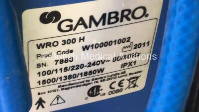 3 x Gambro WRO 300 H Water Treatment Systems with Hoses on Trolleys *S/N 7819 / 7858 / 8586* - 3