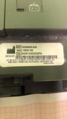 GE MAC 5500 HD ECG Machine on Stand with ECG CAM HD Assy (Draws Power - Blank Screen) *S/N SGM12303232PA* - 5