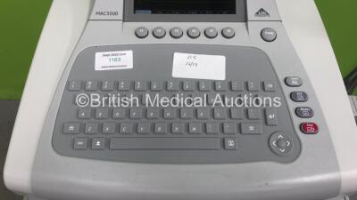 GE MAC 3500 ECG Machine on Stand with 10 Lead ECG Leads (Powers Up) *S/N SKK15526447PA* - 2