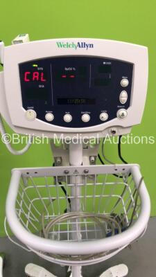 2 x Welch Allyn SPOT Vital Signs Monitors on Stands and 1 x Welch Allyn 53NT0 Vital Signs Monitor on Stand with Selection of Leads (All Power Up) *S/N 201114903 / JA087492 / 201114872* - 2