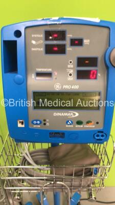 2 x GE Dinamap Pro 400 Vital Signs Monitors on Stands (Both Power Up) - 2