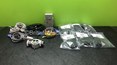 Mixed Lot Including 1 x Philips M3539A Module, 1 x Carl Zeiss Microscope Attachment, 60 x 3M TR-3600 Prefilters, 1 x Headphones and Various Patient Monitoring Cables