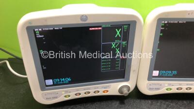 3 x GE Dash 4000 Patient Monitors with CO2, BP1/3, BP2/4, SPO2, Temp/Co, NBP and ECG Options (All Power Up) - 2