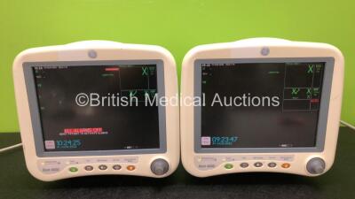 2 x GE Dash 4000 Patient Monitors with CO2, BP1/3, BP2/4, SPO2, Temp/Co, NBP and ECG Options (Both Power Up, 1 x Wear to Dial and Crack in Side Casing - See Photos)