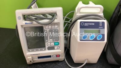 Mixed Lot Including 1 x Cardinal Health Alaris CC Syringe Pump (Powers Up , Requires Service) 1 x B & D Nippy Junior + in Carry Case (Powers Up) 3 x GE Trusat Oximeters with 3 x Power Supplies, 1 x Inditherm Alpha Mattress Pump and 1 x Baxter Colleague Pu - 5