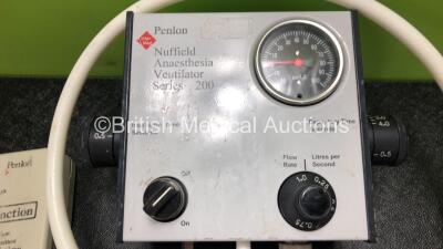 Job Lot Including 1 x Penlon Nuffield Anaesthesia Ventilator Series 200 with Hose and 1 x Penlon Multi Function High Pressure Alarm Unit *SN 0113-38 / 02-4060* - 2