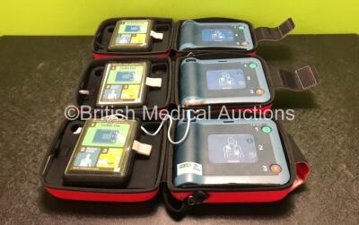 3 x Philips Heartstart FRx Defibrillators with 1 x Philips Heartstart Smart Pads II In Carry Cases (All Power Up with Stock Battery, Batteries Not Included - 1 x in English / 2 x in Italian)