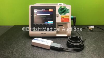 Philips HeartStart XL+ Defibrillator Including ECG Options with 1 x Paddle Lead and 1 x Philips M3725A 50 Ohm Test Load (Powers Up with Missing Printer-See Photo) *SN US61201756*