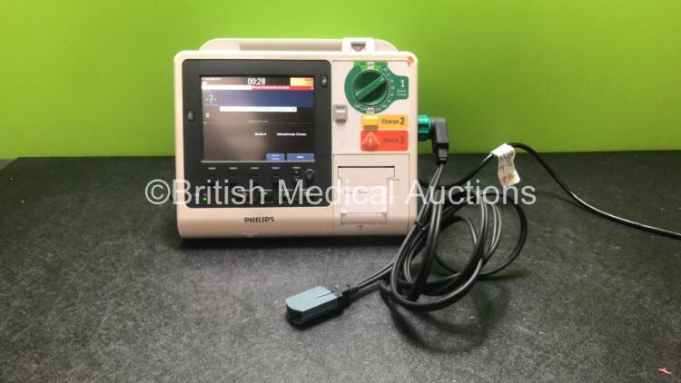 Philips HeartStart XL+ Defibrillator Including ECG and Printer Options with 1 x Paddle Lead (Powers Up with Broken Printer) *SN US61201759*