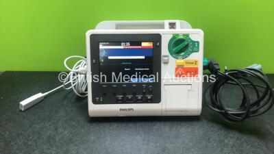 Philips HeartStart XL+ Defibrillator Including ECG and Printer Options with 1 x Paddle Lead and 1 x ECG Connection Lead (Powers Up) *SN US61201774*