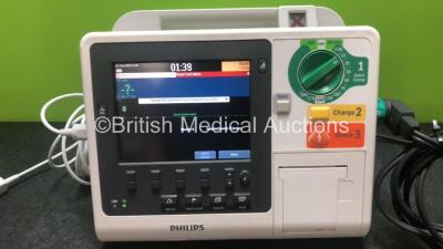 Philips HeartStart XL+ Defibrillator Including ECG and Printer Options with 1 x Paddle Lead and 1 x ECG Connection Lead (Powers Up) *SN US61201774* - 2