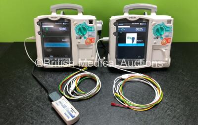 Job Lot Including 1 x Philips Heartstart MRx Defibrillators Including ECG and Printer Options and 1 x Philips Heartstart MRx Defibrillators Including Pacer, ECG and Printer Options with 2 x Philips M3539A Modules, 2 x Philips M3538A Batteries, 1 x Paddle 