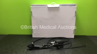 Pentax ECY-1570K Video Cystoscope in Case - Engineer's Report : Optical System - No Fault Found, Angulation - No Fault Found, Insertion Tube - Minor Kinks, Light Transmission - No Fault Found, Channels - 1 x Jammed Valve, Leak Check - No Fault Found *G120