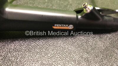 Pentax ECY-1570K Video Cystoscope in Case - Engineer's Report : Optical System - No Fault Found, Angulation - No Fault Found, Insertion Tube - Minor Kinks, Light Transmission - No Fault Found, Channels - 1 x Jammed Valve, Leak Check - No Fault Found *G120 - 3