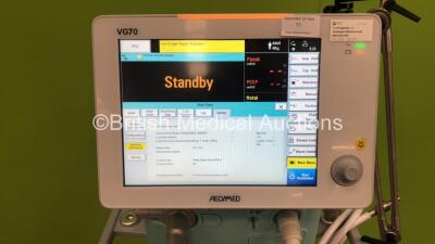 Aeonmed VG70 Ventilator Software Version 2.00, Running Hours 0h 11m with Accessories and 1 x Hose on Stand *Mfd 06-2020* (Powers Up Touch Screen Not Working) - 2