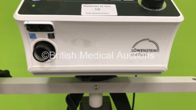 Lowenstein Medical V50-C1 Ventilator Firmware Version 3.5.0007 *Mfd 06-2020* with 1 x prisma Vent Aqua Humidifier Unit and Accessories in Carry Bag On Stand (Both Power Up) - 3