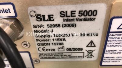 SLE 5000 Infant Ventilator HFO / TVV Plus - Software Version 5.0 On Stand with Hoses (Powers Up) *SN 52955* - 4