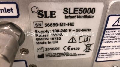 SLE 5000 Infant Ventilator HFO / TVV Plus - Software Version 5.0 On Stand with Hoses (Powers Up) *SN 56659-M1-HE* - 4