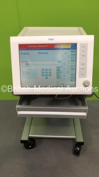 Drager Evita XL Ventilator Software Version 6.12 Running Hours 164751h with Hoses on Stand (Powers Up) *SN ARNM-0295*