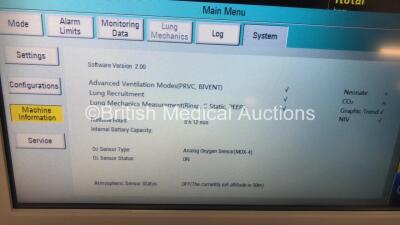 Aeonmed VG70 Ventilator Software Version 2.00, Running Hours 0h 12m with Accessories and 1 x Hose on Stand *Mfd 06-2020* (Powers Up) - 2