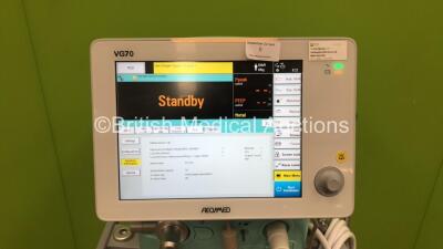 Aeonmed VG70 Ventilator Software Version 2.00, Running Hours 0 h 8m with Accessories and 1 x Hose on Stand *Mfd 05-2020* (Powers Up) - 2