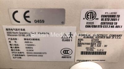 GE AMX 4 Plus Mobile X-Ray Model 2275938 (Powers Up with Error 322 - Clicks When Trying to Move - Key Included) *S/N 1015726WK1* **Mfd 03/2008** - 7