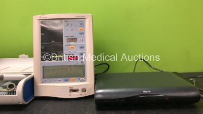 Mixed Lot Including 1 x GE Carescape V100 Patient Monitor (No Power) 1 x Huntleigh MD200 Dopplex Unit (Powers Up) 1 x Datascope Accutorr Plus Patient Monitor (Powers Up) 1 x Linak HBW071-001 Bed Controller, 1 x Sky HD Box (Powers Up) 1 x Brannan Digital I - 3