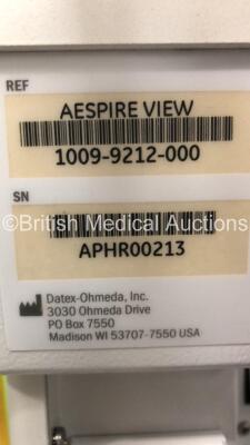 Datex-Ohmeda Aespire View Anaesthesia Machine Software Version 06.20 with Bellows and Hoses (Powers Up) *S/N APHR00213* - 6