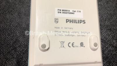 2 x Philips IntelliVue MP30 Patient Monitors (Both Power Up with Slight Damage to Screens and Damage to Casing - See Photos) with 2 x Philips M3001A Modules Including Press, Temp, NBP, SpO2 and ECG/Resp Options - 10