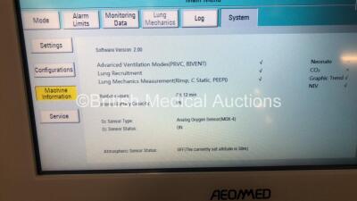 Aeonmed VG70 Ventilator Software Version 2.00, Running Hours 0 h 12 m with Accessories and 1 x Hose on Stand *Mfd 06-2020* (Powers Up) - 2