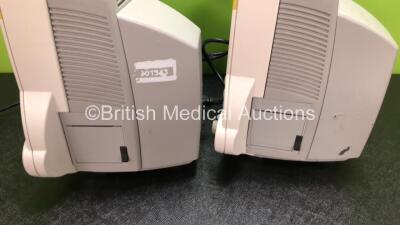 2 x Philips IntelliVue MP30 Patient Monitors Including Printer Options (Both Power Up, 1 x Damage to Casing - See Photos) with 2 x Philips M3001A Modules Including Press, Temp, NBP, SpO2 and ECG/Resp Options (1 x Crack in Casing - See Photos) - 4