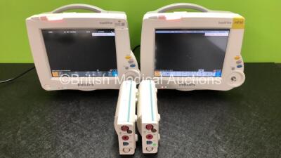 Job Lot Including 1 x Philips IntelliVue MP30 Patient Monitor Including Printer Options and 1 x Philips IntelliVue Patient Monitor (Both Power Up with Damage to Casing, 1 x Missing Dial, 1 x Missing Badge - See Photos) with 2 x Philips M3001A Modules Incl