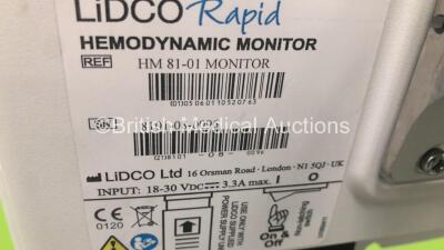 LiDCO Rapid Hemodynamic Monitor on Stand with 1 x AC Power Supply (Powers Up) *SN 8101-08-0096* - 3