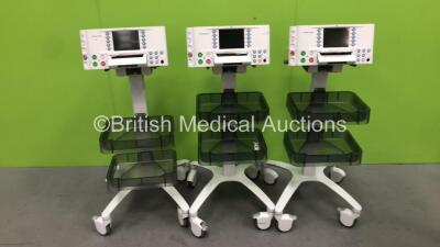 3 x Huntleigh sonicaid FM800 Encore Fetal Monitors on Stands (All Power Up)