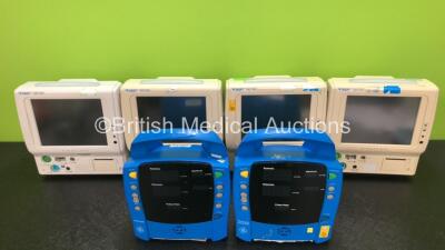 Job Lot Including 4 x Fukuda Denshi DS-1700 Patient Monitors Including ECG/Resp, SpO2, NIBP, BP, Temp and Printer Options (All Power Up, 1 x Faulty Touchscreen) and 2 x Dinamap ProCare Patient Monitors (Untested Due to No Power Supply) *SN AAW06290026SA /